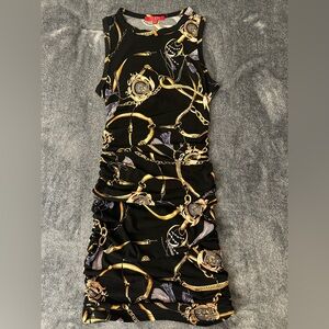 Guess Black and Gold Bodycon Mini Dress